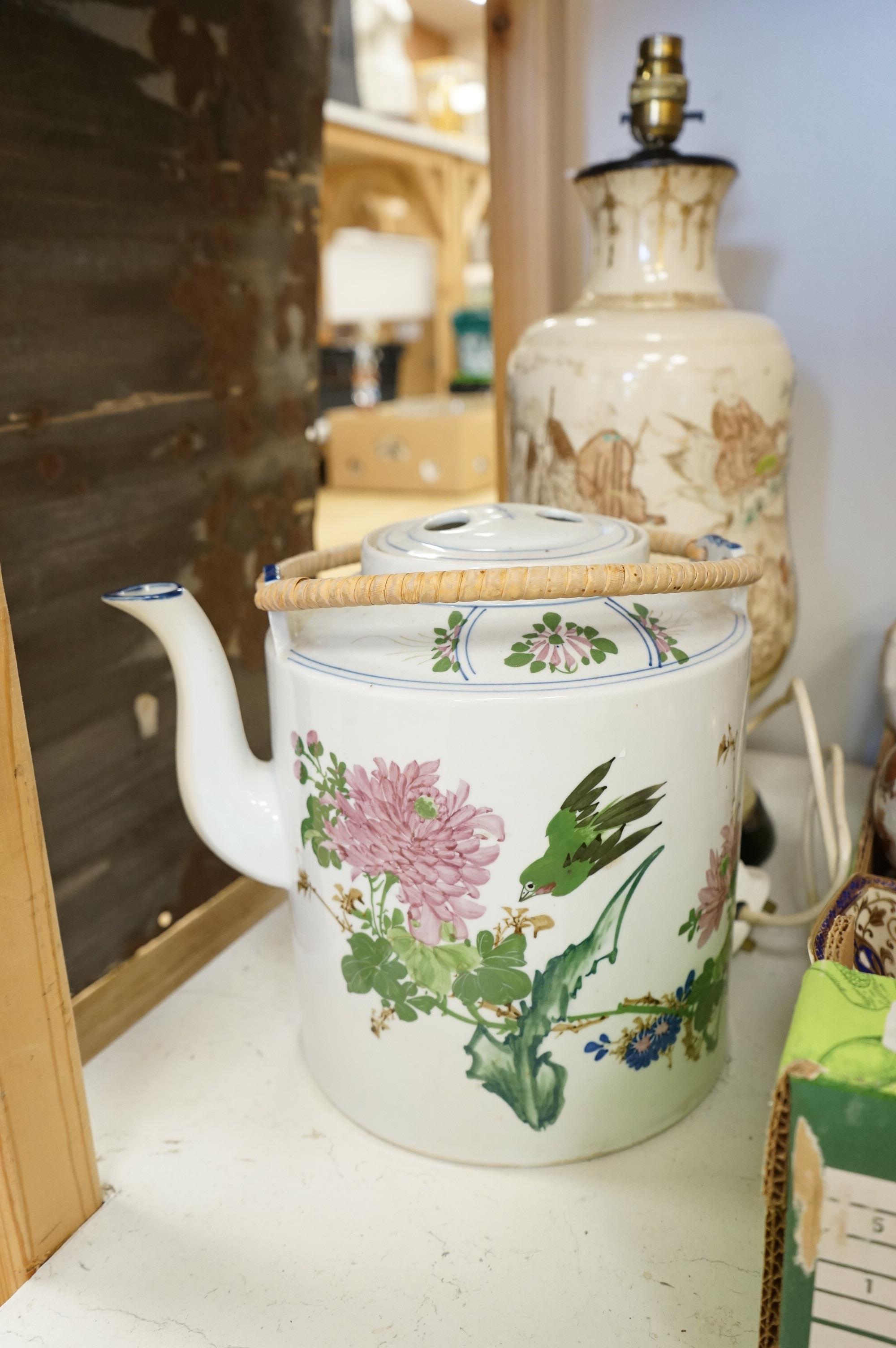 A large collection of Chinese and Japanese ceramics to include a pair of Satsuma vases, a Satsuma jar and cover and Imari wares
